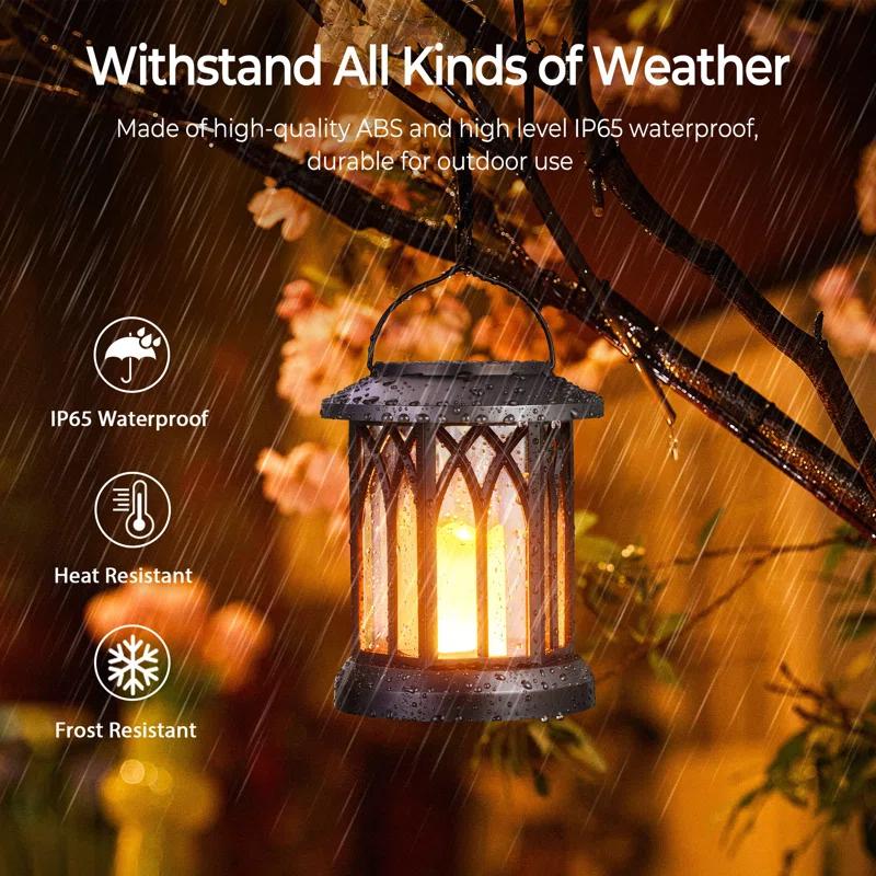 KOOPER Solar Lantern Outdoor Lights, Upgraded Flickering Candle Solar Lanterns Lights Outdoor Waterproof, Hanging Outdoor Solar Lanterns Lights, Solar Powered Lanterns For Yard Garden Decor (Set of 2)