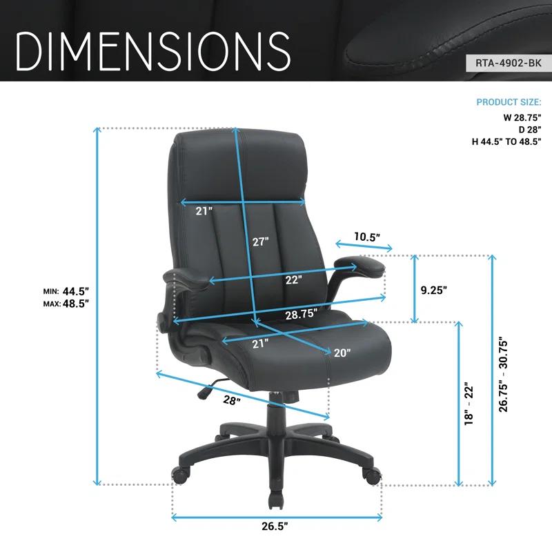 Winston Porter Baillie Medium Back Executive Office Chair with Flip-Up Arms