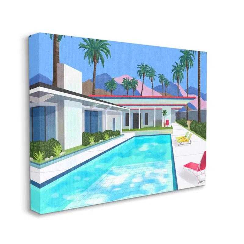 Stupell Industries " Modern Architecture House Pool Tropical Palm Trees " by Ziwei Li