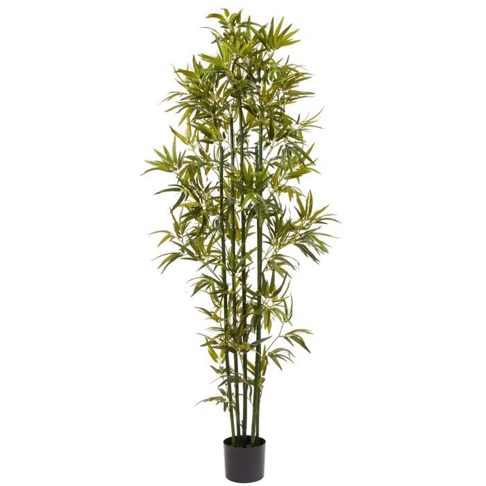 Pure Garden Artificial Bamboo Tree - 6FT Fake Plant with Adjustable Leaves and Pot - Faux Plants Indoor for Home, Restaurant, or Office Décor