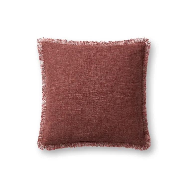 Sable Pillow by Amber Lewis x Loloi - Wine / 18" x 18" / Down