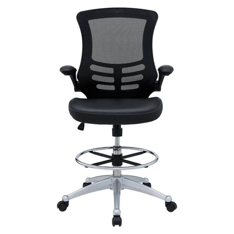 Modway Modway Attainment Vinyl Drafting Chair - Drafting Stool With Flip-Up Arm