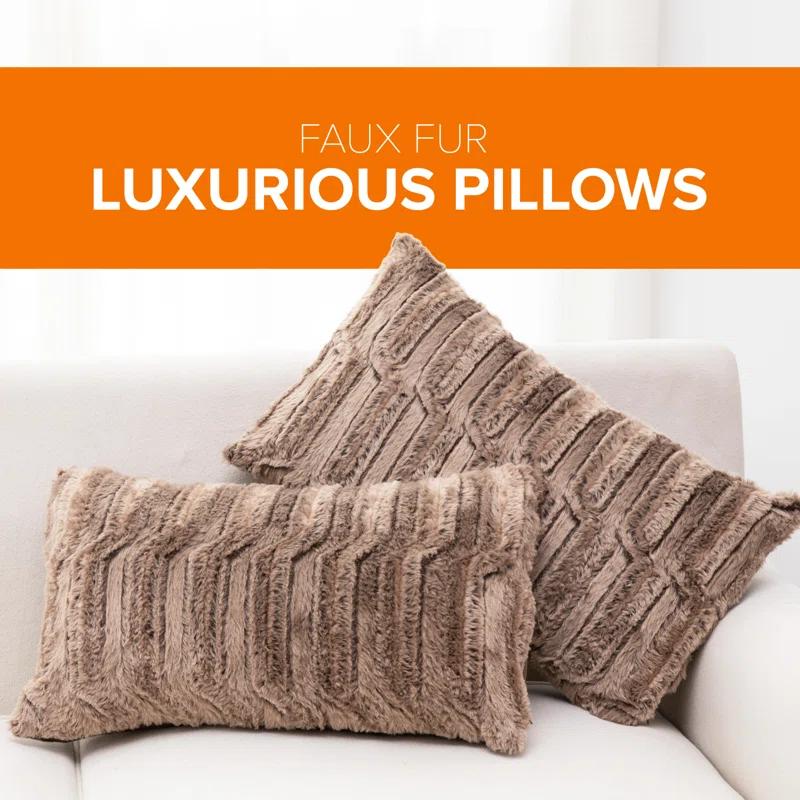Cheer Collection Faux Fur Throw Pillow (Set of 2)