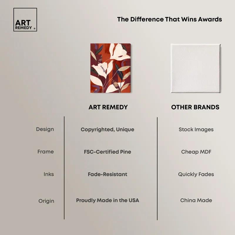 Art Remedy Maroon Floral Dreams Canvas Fall Inspired Abstract Art by Art Remedy | Wayfair