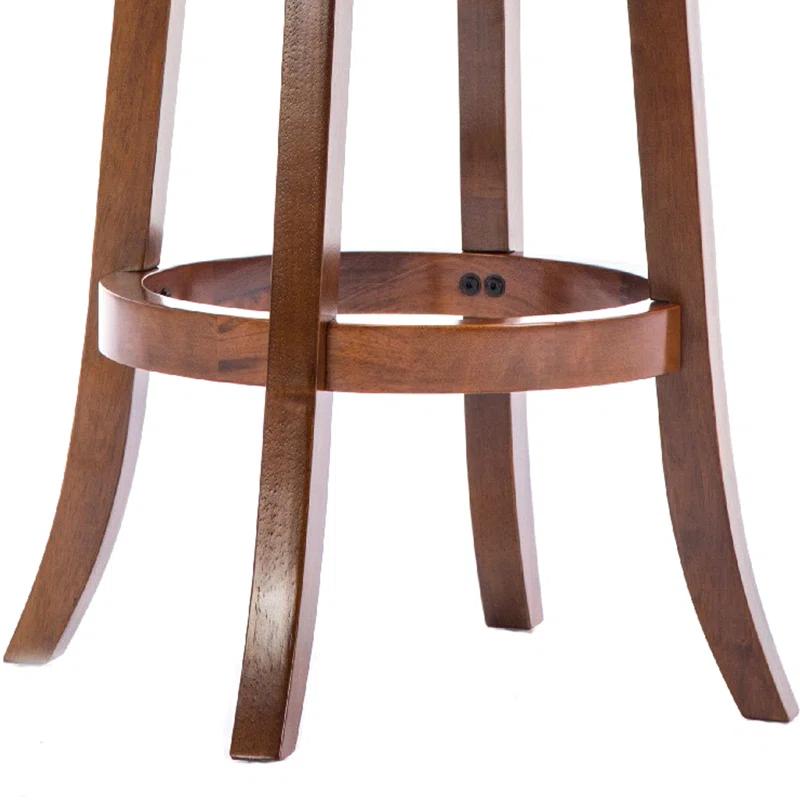 Benjara Swivel Solid Wood Counter Stool