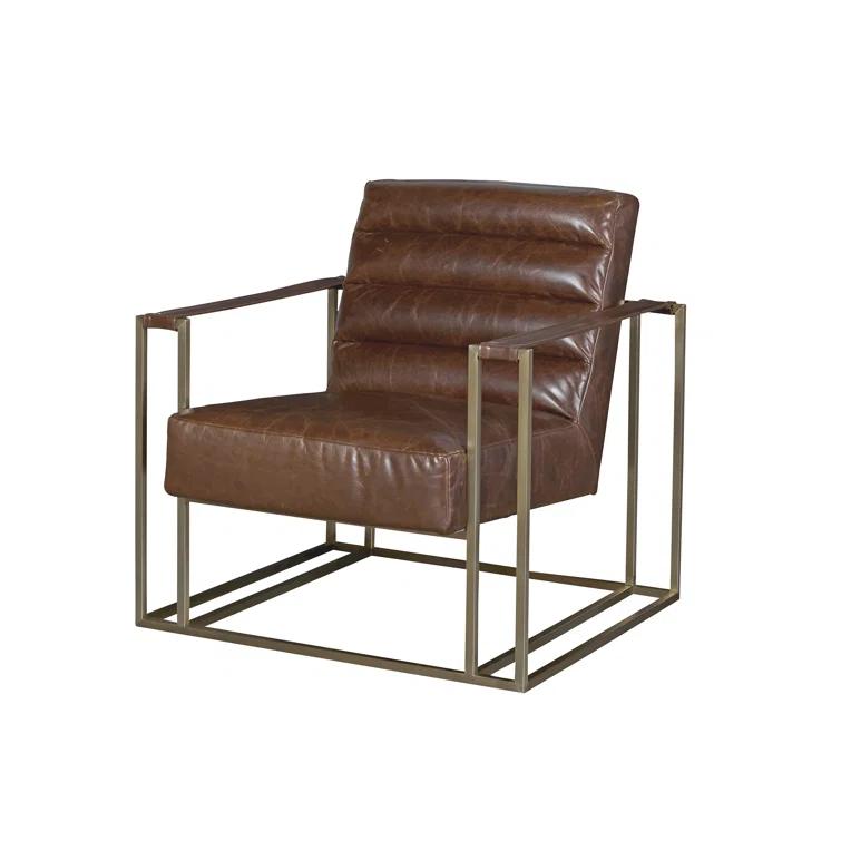 Jensen 34" Brompton Brown Leather Accent Chair