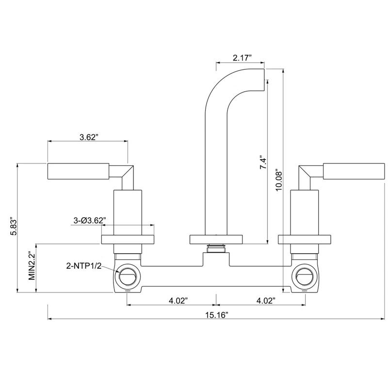 10.08" Widespread Bathroom Faucet 3 Hole, 2-handle Bathroom Sink Faucet with Drain Assembly