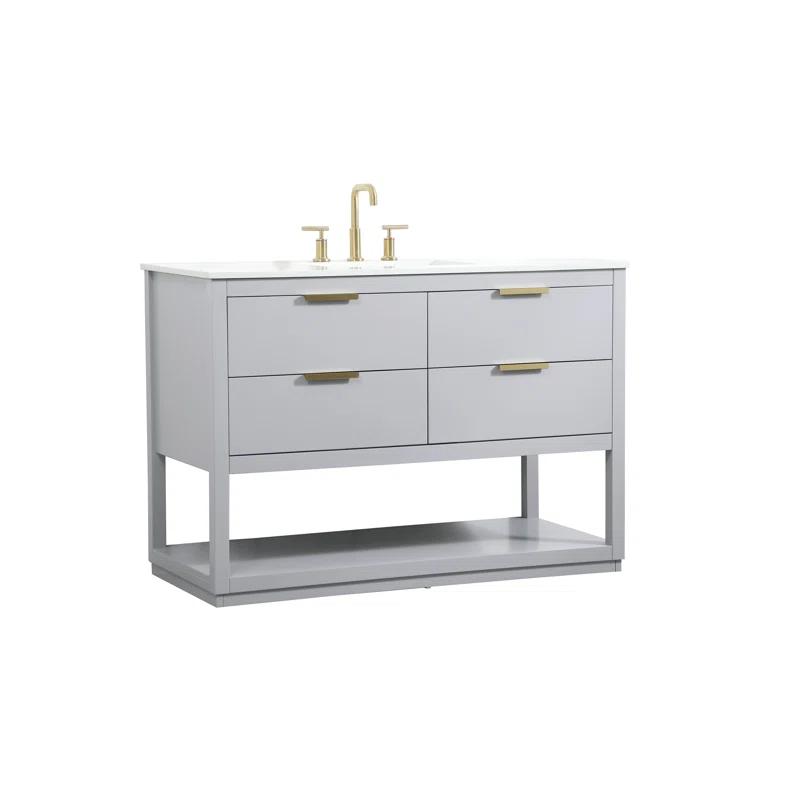 Greenburg 48'' Single Bathroom Vanity with Quartz Top
