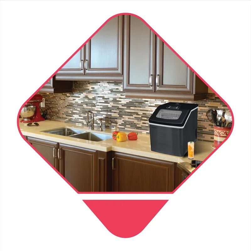 Frigidaire Frigidaire Countertop Stainless Steel Ice Maker with Transparent Window, Clear Ice Cube Maker, 40 lbs.