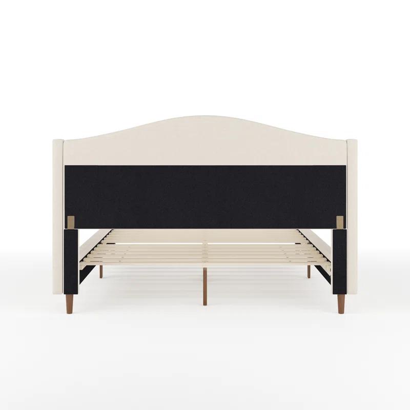 Martha Stewart Amelia Upholstered Platform Bed With Curved Headboard