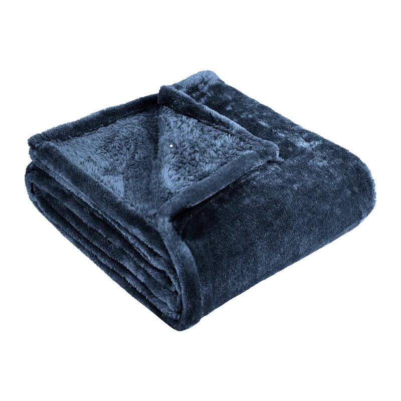 Superior Solid Polyester Reversible All-Season Fleece Throws Blanket