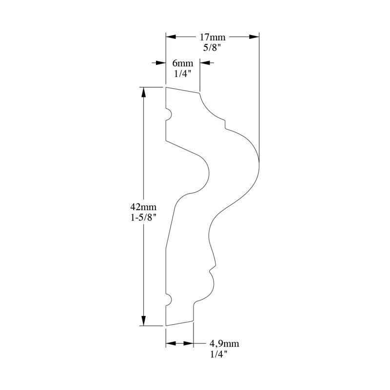 78.75'' H x 1.625'' W x 0.625'' D Plastic Chair Rail