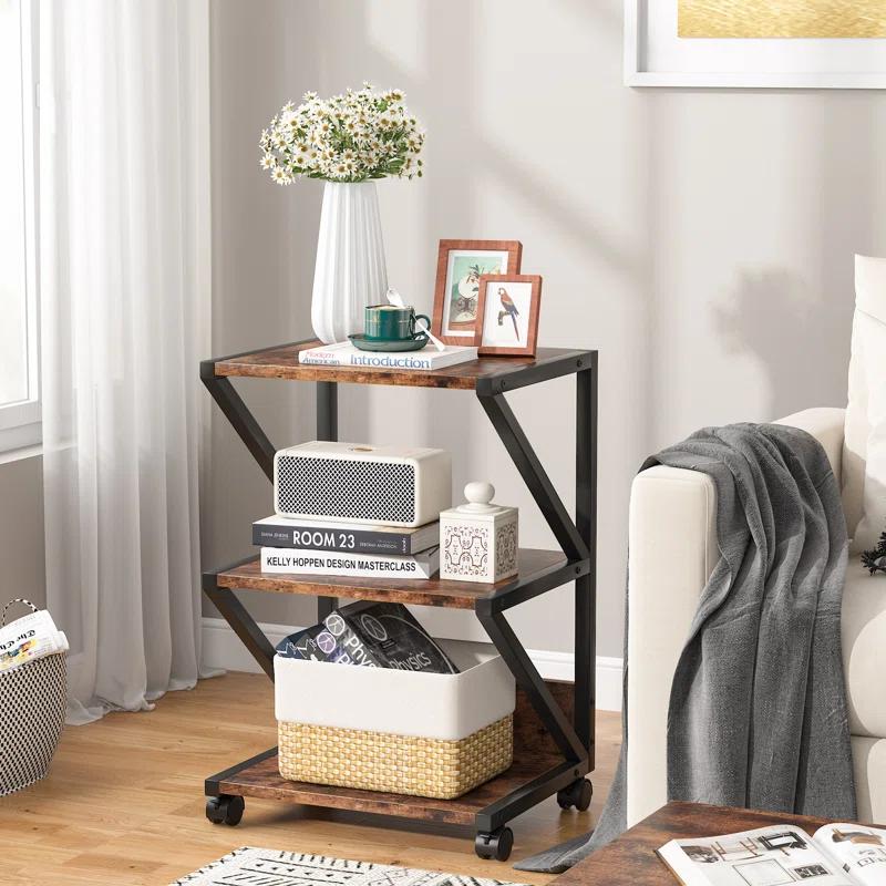 TribeSigns 3-Tier Rolling Printer Cart Under Desk Storage with Storage for Home Office