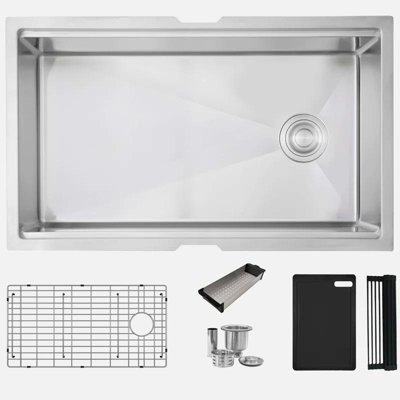 Stylish Versa33 Undermount 33" Workstation 16-gauge Single-Bowl Kitchen Sink