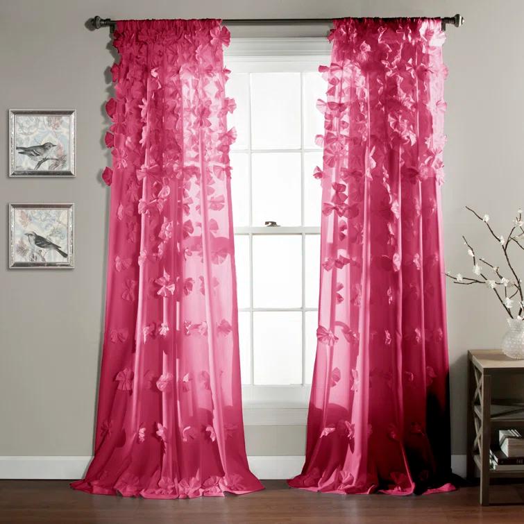Lush Decor Riley Floral Semi-Sheer Rod Pocket Single Curtain Panel & Reviews | Wayfair