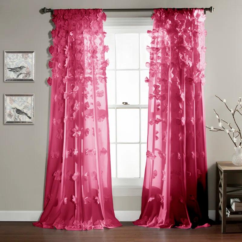 Lush Decor Riley Polyester Semi Sheer Curtain Single Panel