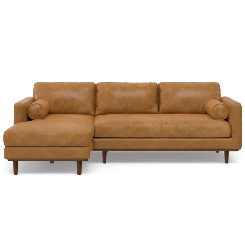 Sienna Leather L-Shaped Sectional Sofa with Ottoman