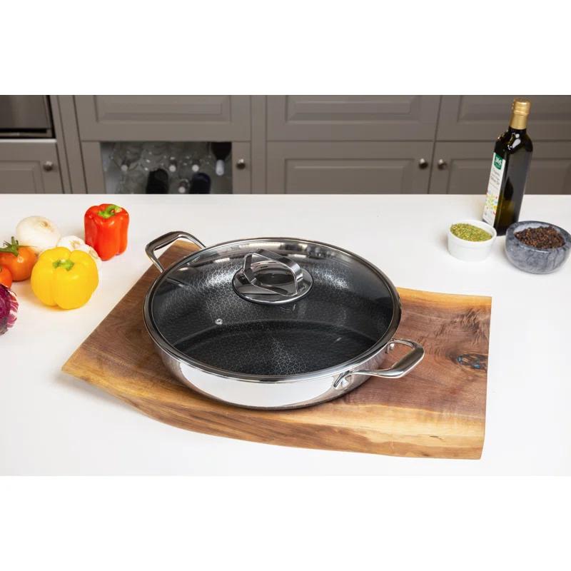 Livwell Livwell DiamondClad 14-inch Hybrid Nonstick Stainless Steel Everything Fry Pan Skillet with Tempered Glass Lid