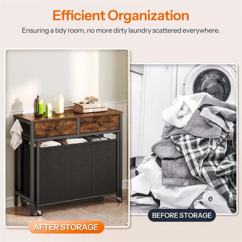 FLOORING CENTER LLC Laundry Basket With Wheels And Drawers
