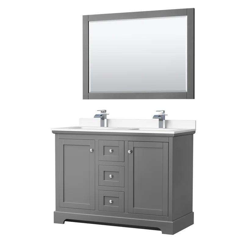 Wyndham Collection Avery 48'' Double Bathroom Vanity with Marble Top with Mirror