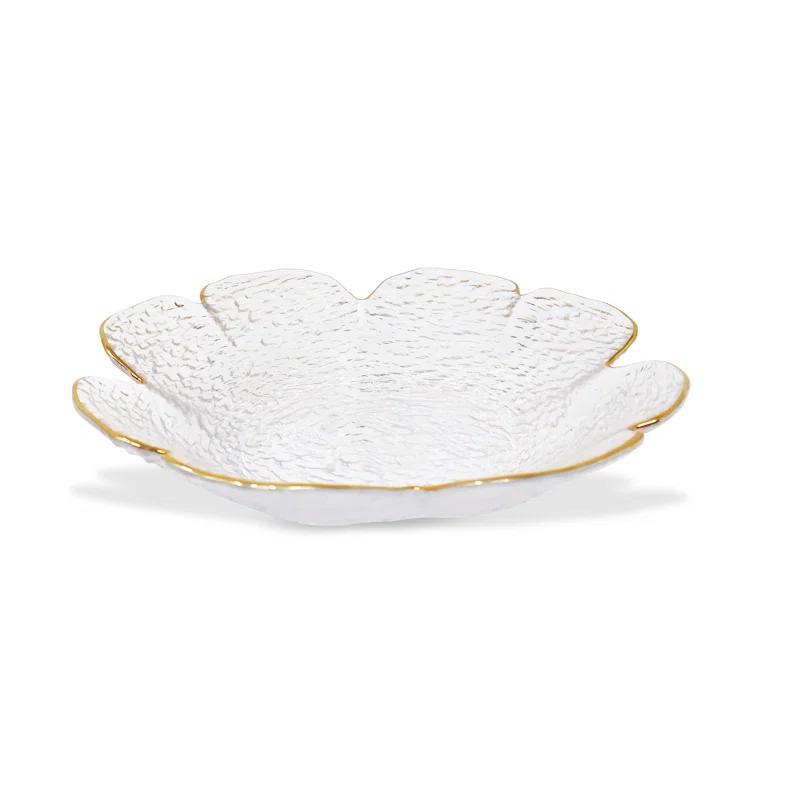 Rosdorf Park Damion Flower Shaped Plate With Gold Rim-9.5"D (Set of 4)
