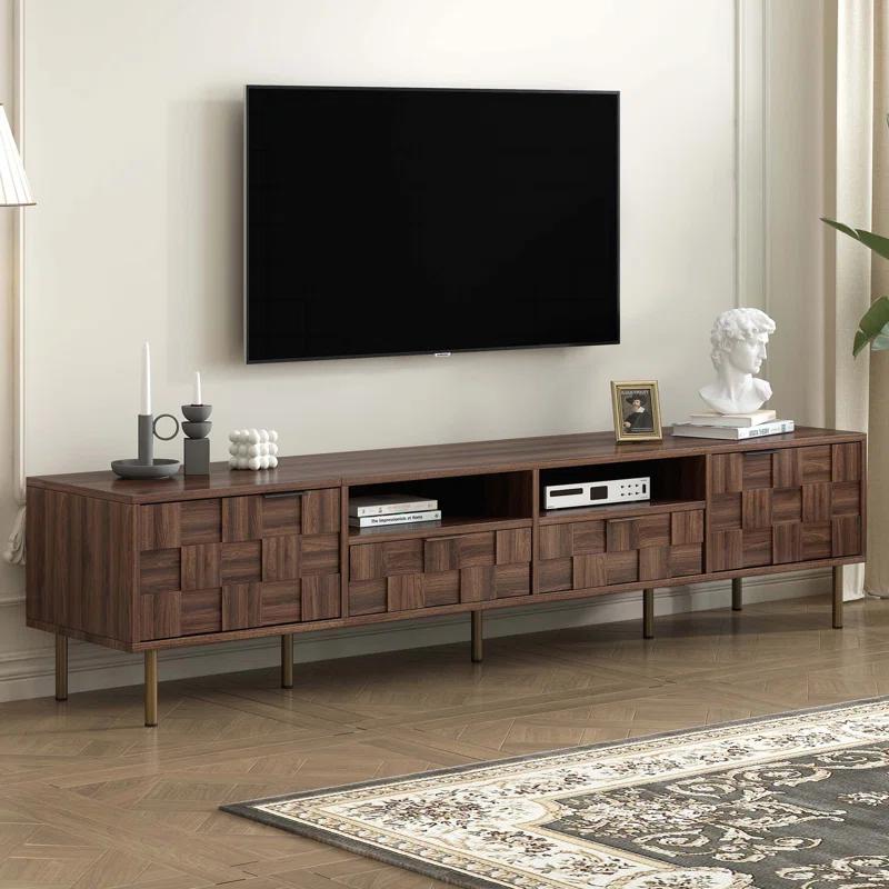 George Oliver Mid Century TV Stand with 2 Drawers, Media Console Table for TVs up to 85'', Entertainment Center with Storage for Living room, Bedroom, Home Theatre