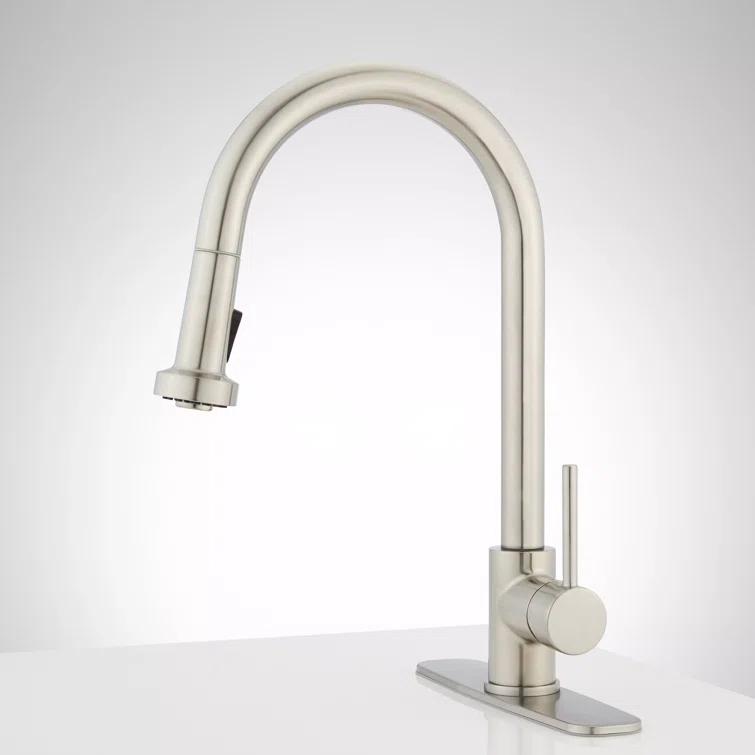 Signature Hardware Ridgeway Single Hole Pull Down Touchless Kitchen Faucet with Deck Plate 482397