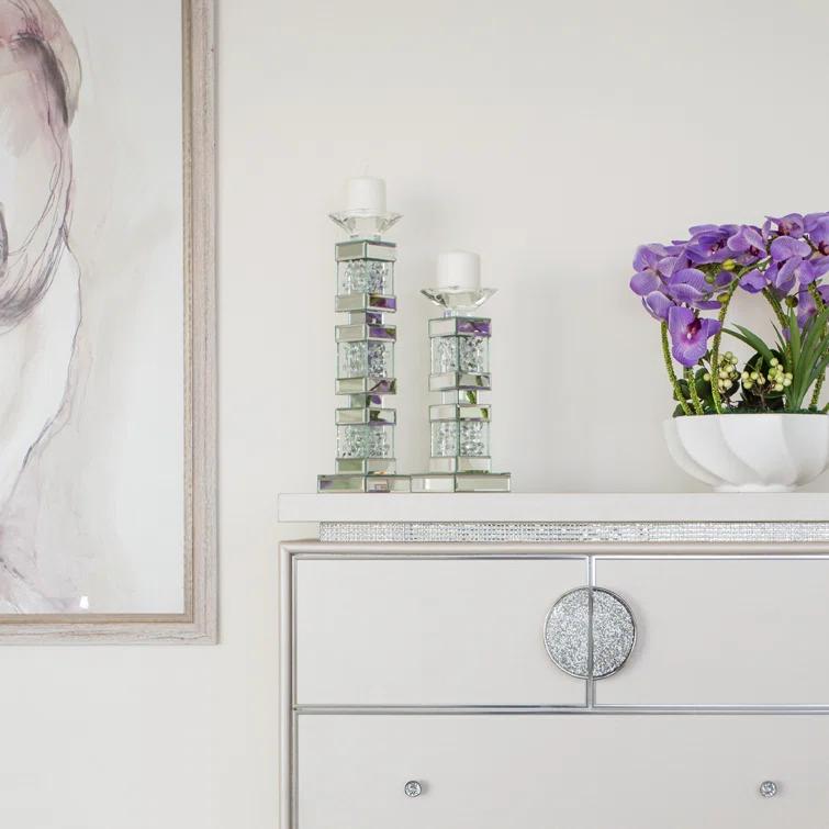 Michael Amini Montreal Tall Crystal Candlestick | Wayfair