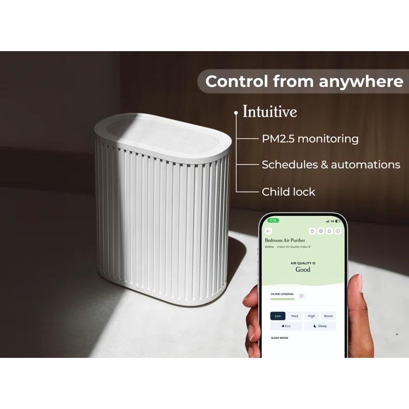 Windmill Windmill Smart Air Purifier for Home – Beautiful Modern Design – 3 in 1 with Medical Grade HEPA Activated Carbon Filter and Pre Filter – Quiet with White Noise Mode – Laser Sensor – Covers up to 1950 sq ft – Great for Smoke Dust Pets and Allergies