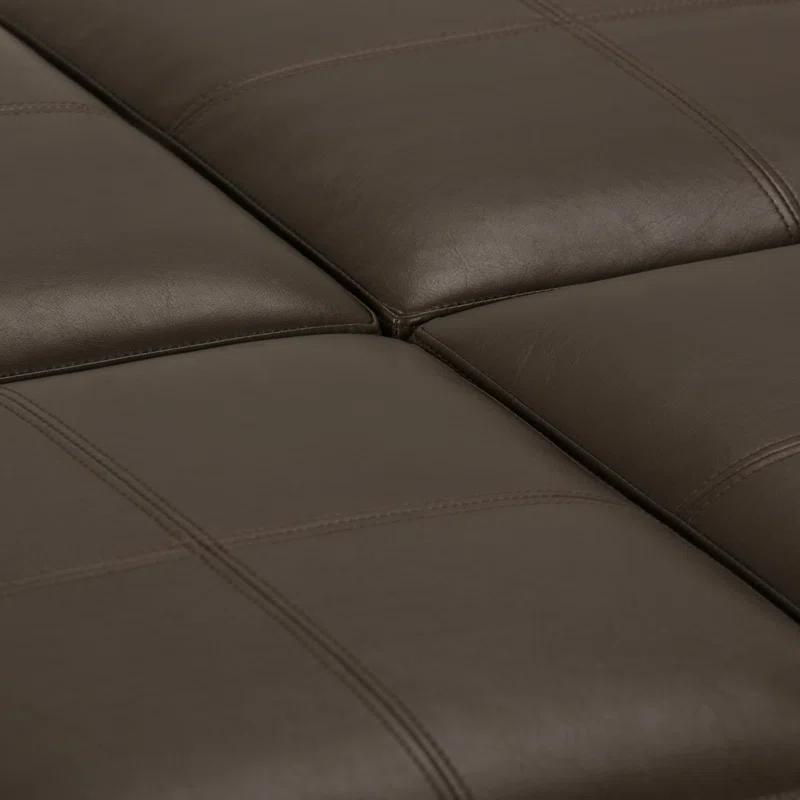 Simpli Home Avalon 35"W Upholstered Square Coffee Table Storage Ottoman with Flip-Over Trays