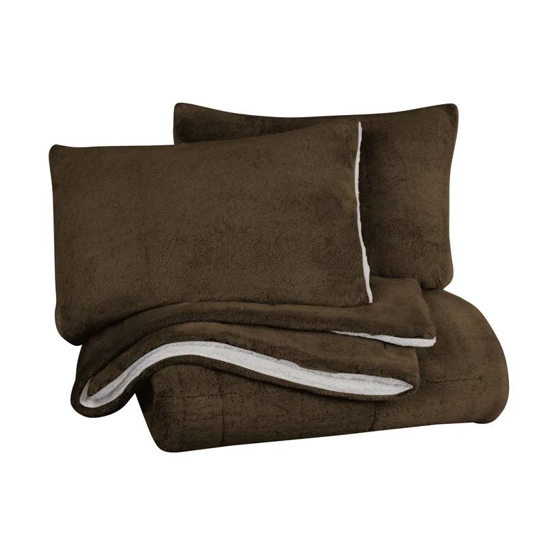 Swift Home Ultra Plush Reversible Faux Fur and Sherpa 3-Piece Comforter Set