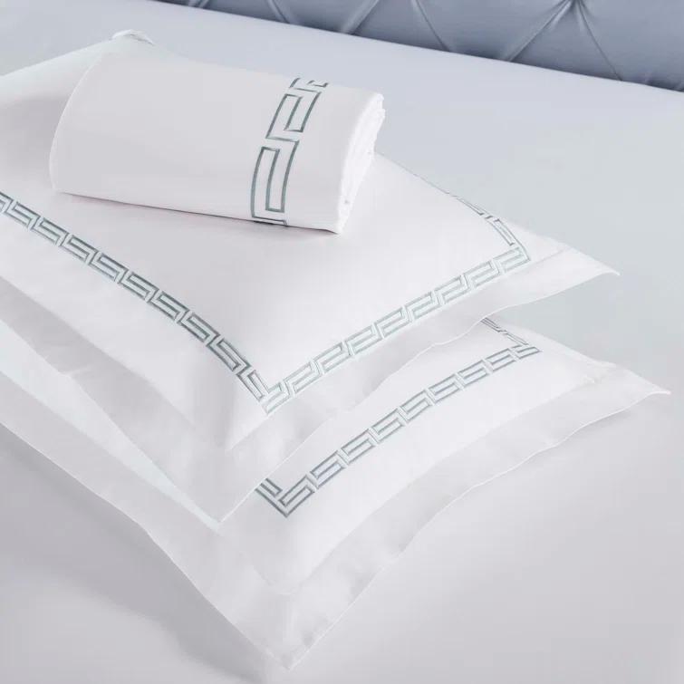 Superior Harrison Cotton Greek Key Embroidered 3 Piece Duvet Cover Set by Superior