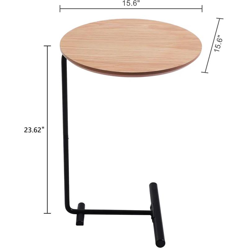 17 Stories Side Table For Couch,C Shaped End Table Slide Under Sofa For Living Room Bedroom Small Space,Laptop Snack Coffee Tables Wood,Natural Wood