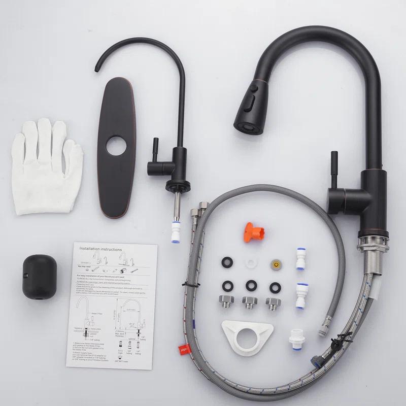 ARCORA ARCORA Stainless Steel Pull-Down Kitchen Faucet and Water Filter Faucet Combo AR7100301RB-L