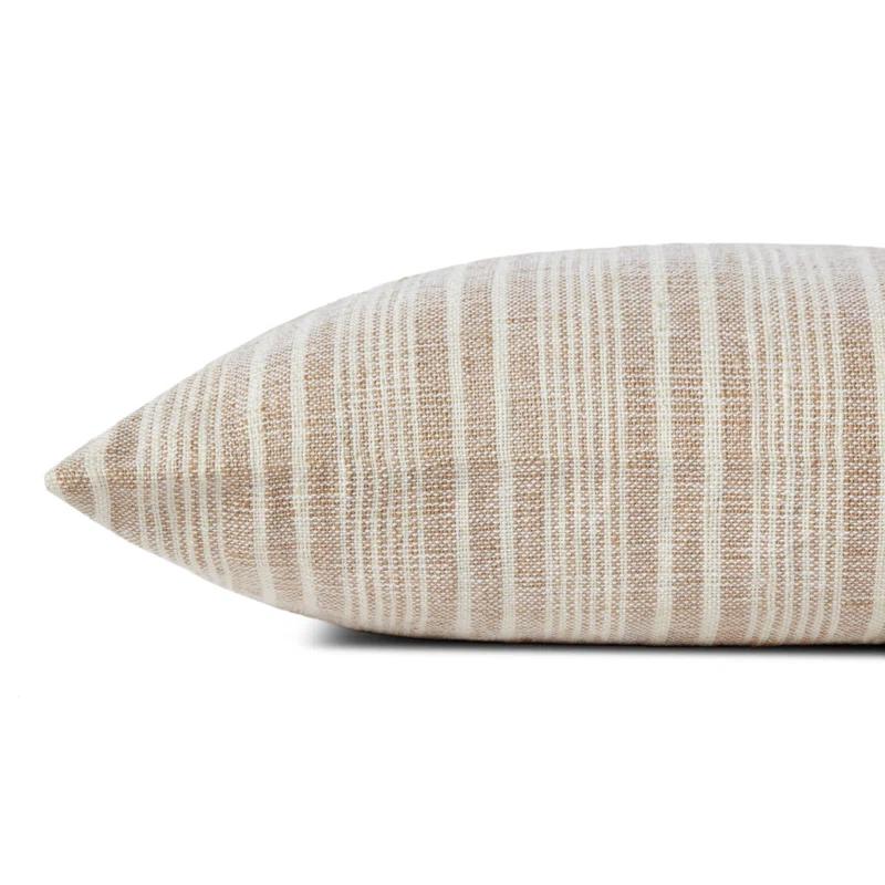 Elaine Pillow by Magnolia Home by Joanna Gaines X Loloi - Cream and Beige / 16" x 26" / Down