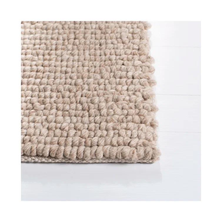 Highland Dunes Tulane Natura Hand Woven Wool/Cotton Geometric Rug in Beige