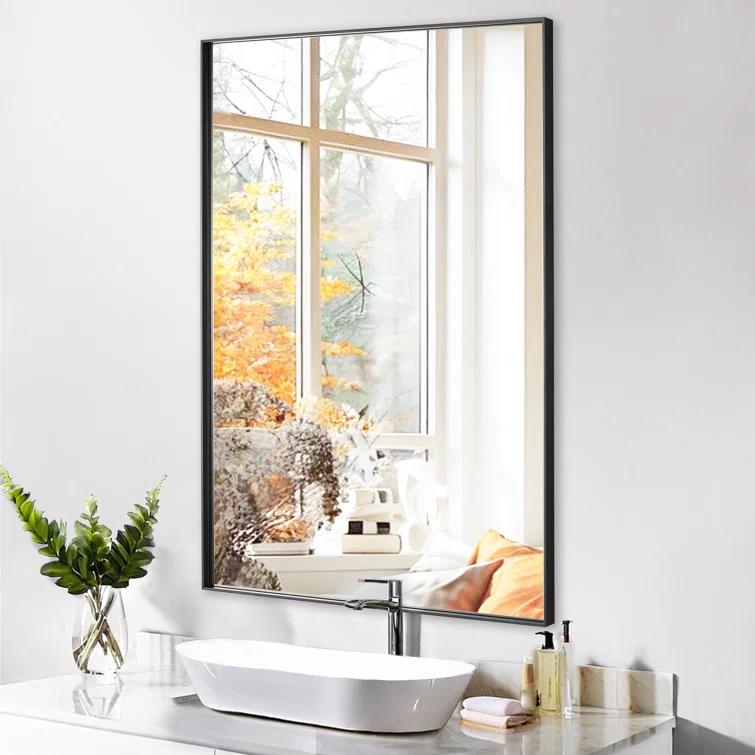 Ledel Modern & Contemporary Rectangle Bathroom Vanity Mirror Metal Framed Wall Mirror