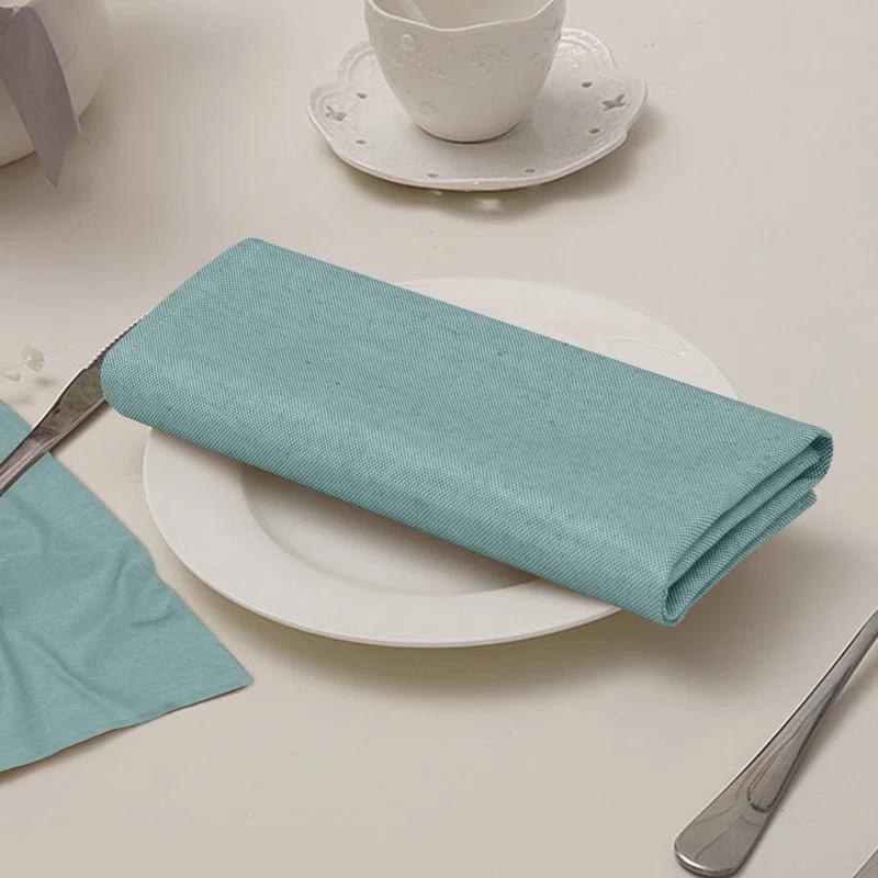 Ruvanti Poly Cotton Square Cloth Napkins Chambray Fabric (Set of 12)