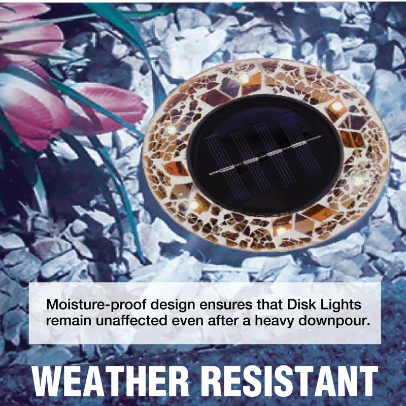 Bell + Howell Bell+howell Disk Lights Solar Ground Lights Mosaic Wireless Auto On/off Solar Pathway Garden Outdoor Lighting With 6 Led Bulbs For Lawn, Patio, Garden, Yard, Pathways Waterproof, 4 Pack - Blue & Reviews | Wayfair