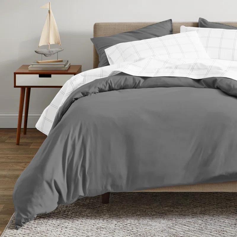 Bare Home 400 Thread Count Organic Cotton Sateen Duvet Cover Set
