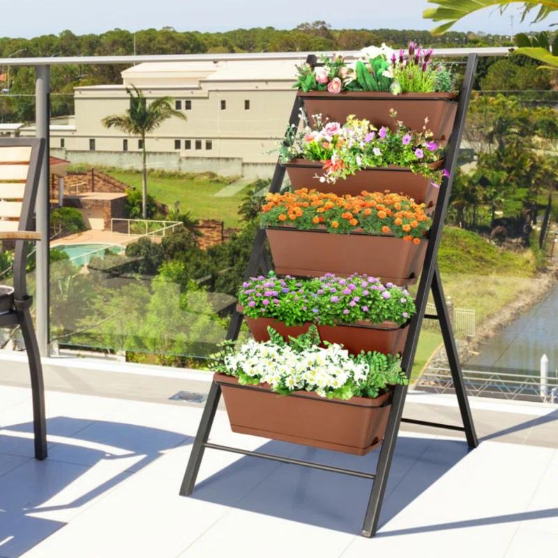 Arlmont & Co. 5-Tier Vertical Garden Planter Box Elevated Raised Bed With 5 Container
