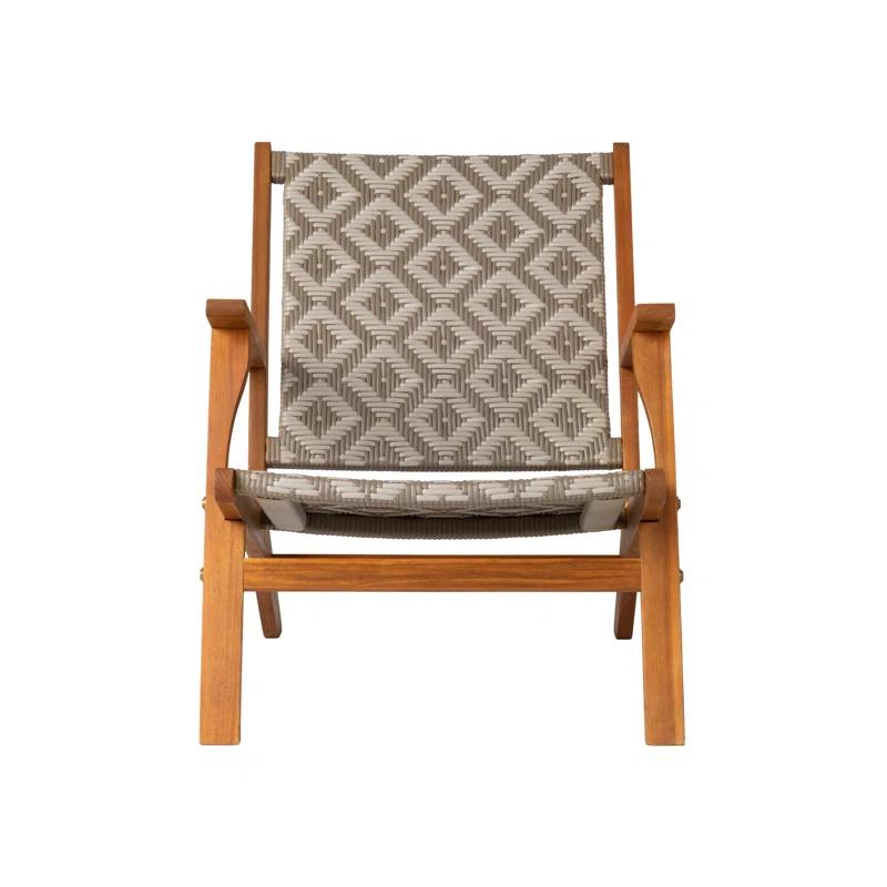 Balkene Home Patio Sense Vega Natural Stain Chair ,Acacia Wood Construction ,Woven Web Seat- Navy Blue Cording