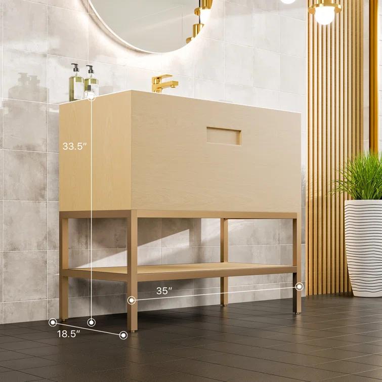 Eviva Lina 35'' Single Bathroom Vanity with Solid Surface Top