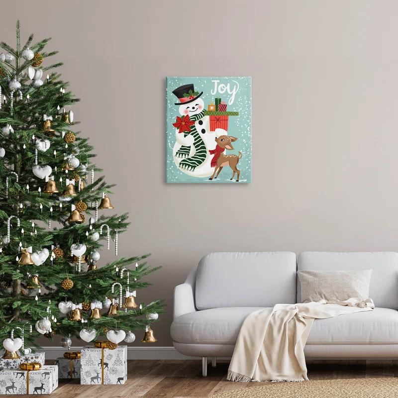 Stupell Industries " Joy Smiling Snowman Holiday Deer " by Arrolynn Weiderhold