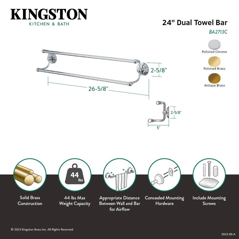 Kingston Brass BA2713AB Kingston Brass Milano 24-Inch Dual Towel Bar