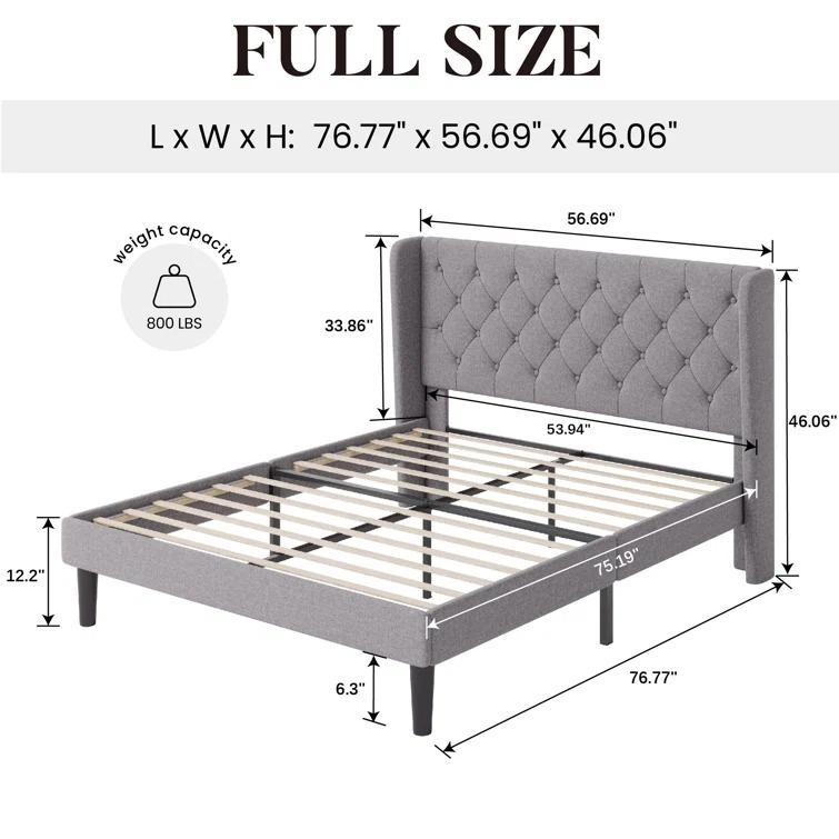 Latitude Run® Walace Upholstered Wingback Bed