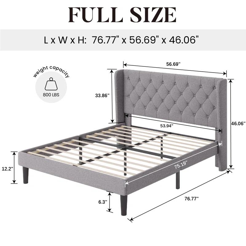 Latitude Run® Walace Upholstered Wingback Bed