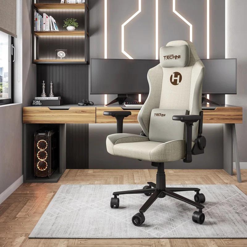 Wildon Home® Sport F65C Fabric Memory Foam Gaming Chair – Beige