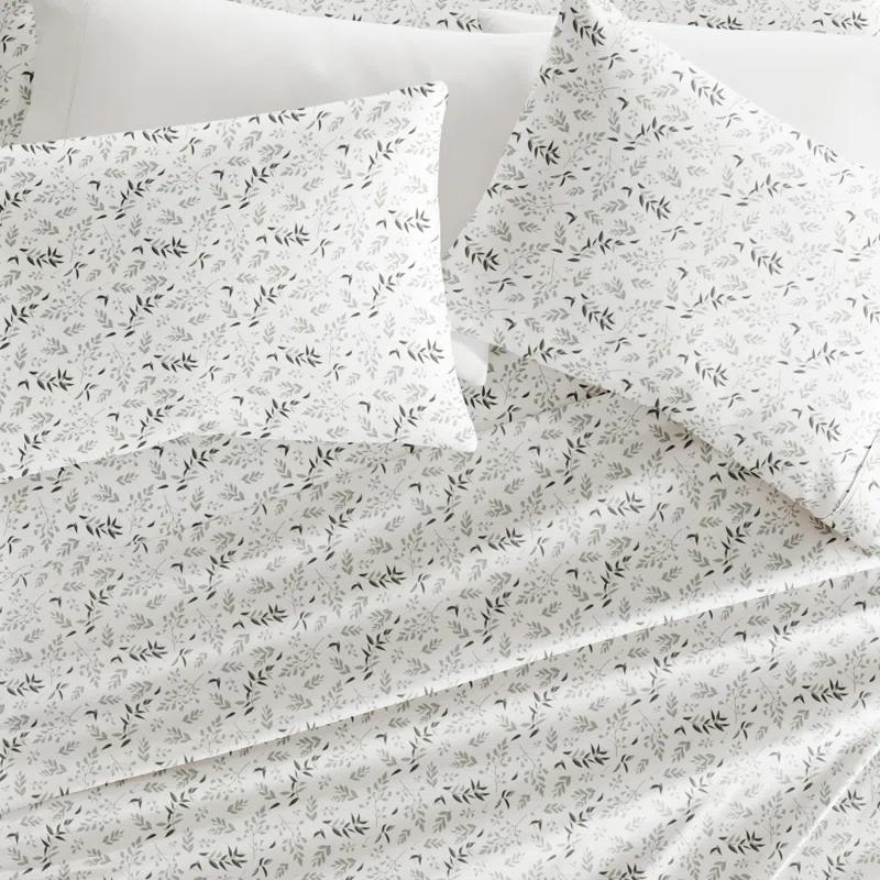 IEnjoy Home 4 Piece Sheet Set Patterned Microfiber Ultra Soft Bedding in Floral Dream