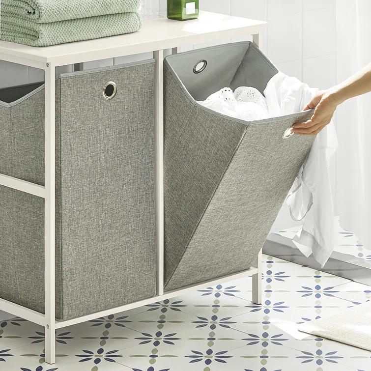 Haotian Bathroom Laundry Hamper Basket with Shelf